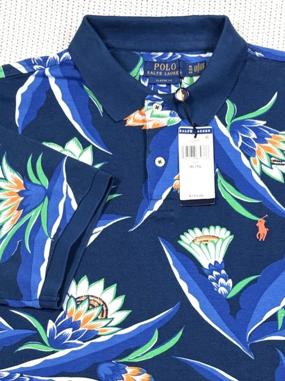 Polo Ralph Lauren Mesh Polo Shirt Tropical Bonheur Floral Blue Mens XL